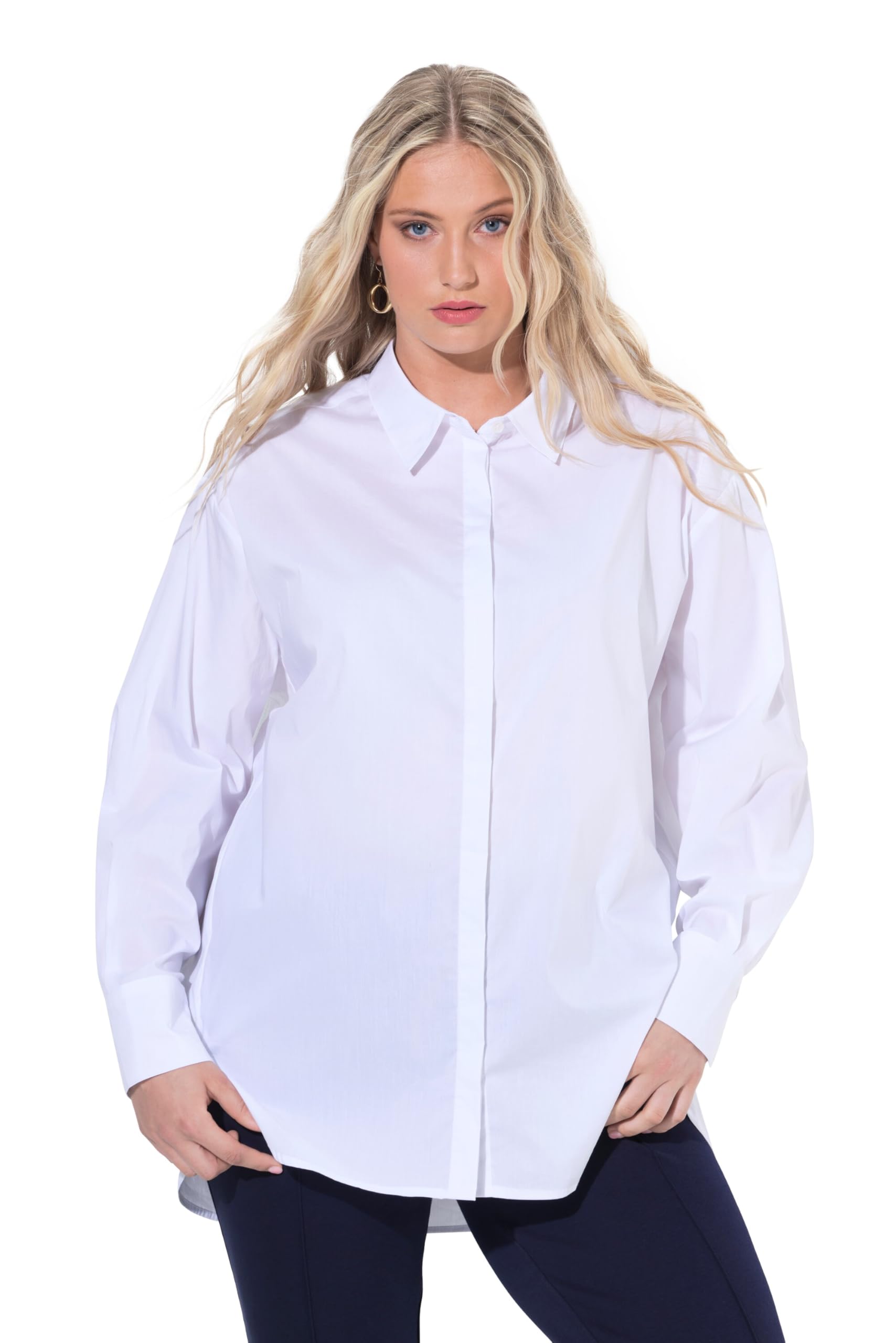Ulla Popken Femme Grandes Tailles Chemisier Oversize à Manches Longues 813741