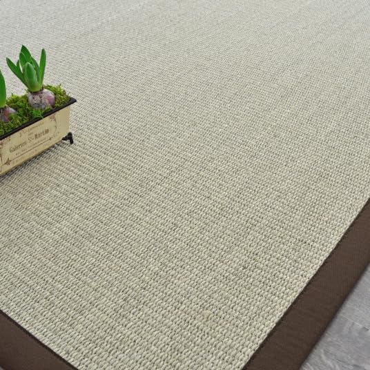 Tapis Sisal Quintana blanchi - Ganse polypropylène chocolat - 160 x 230 cm