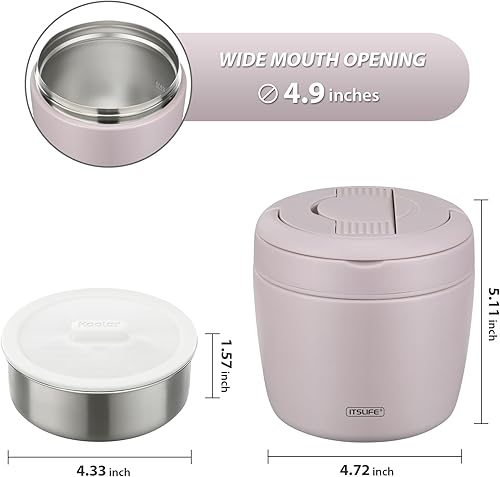 Miniatura 5 de Termo de sopa para adultos de 32 onzas, contenedor de almuerzo de boca ancha, tarro de comida caliente aislado al vacío, caja Bento de acero