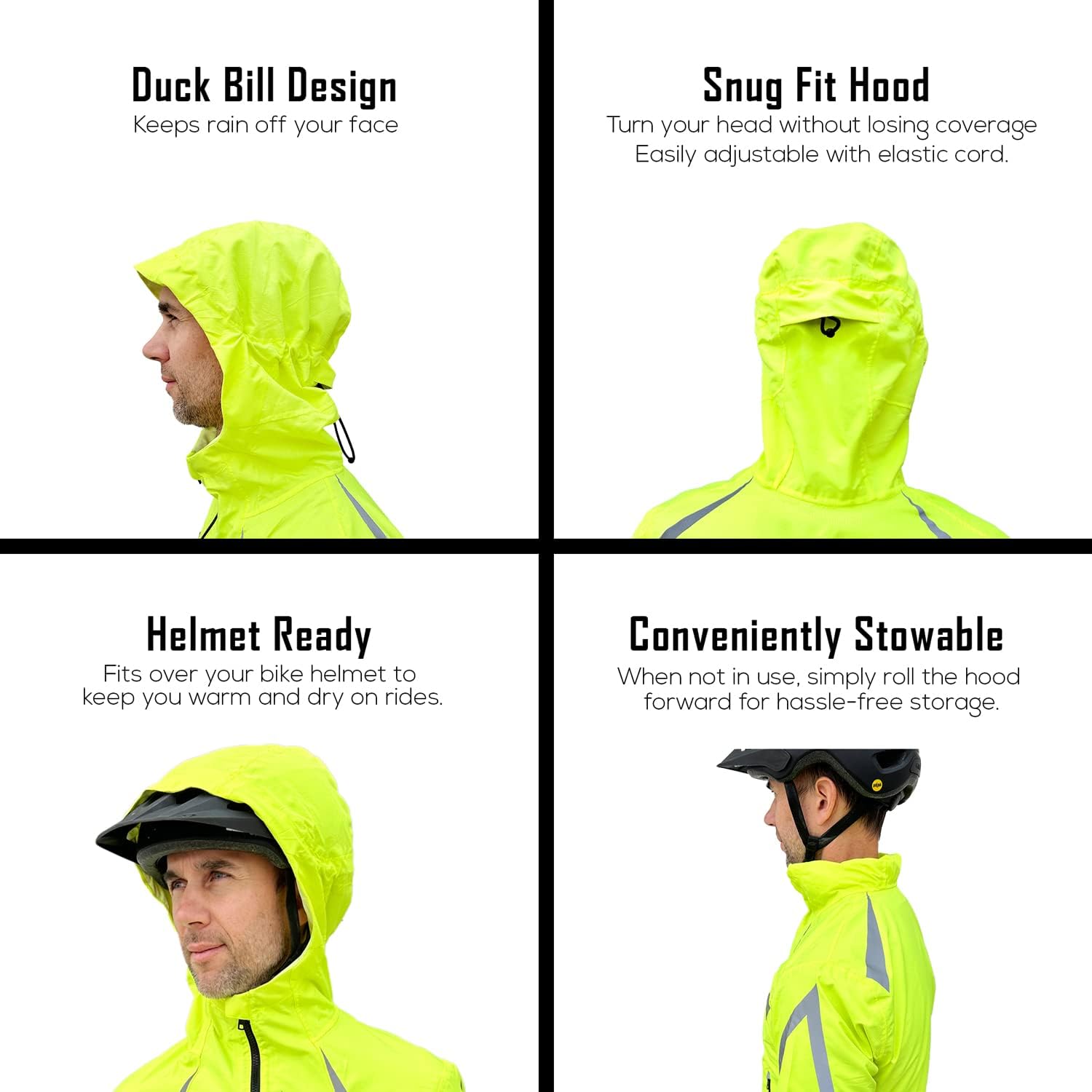 ReflecToes Reflective Windbreaker Jacket for Cycling and Running - High Visibility Cycling Jacket with Hood And Pit Vents