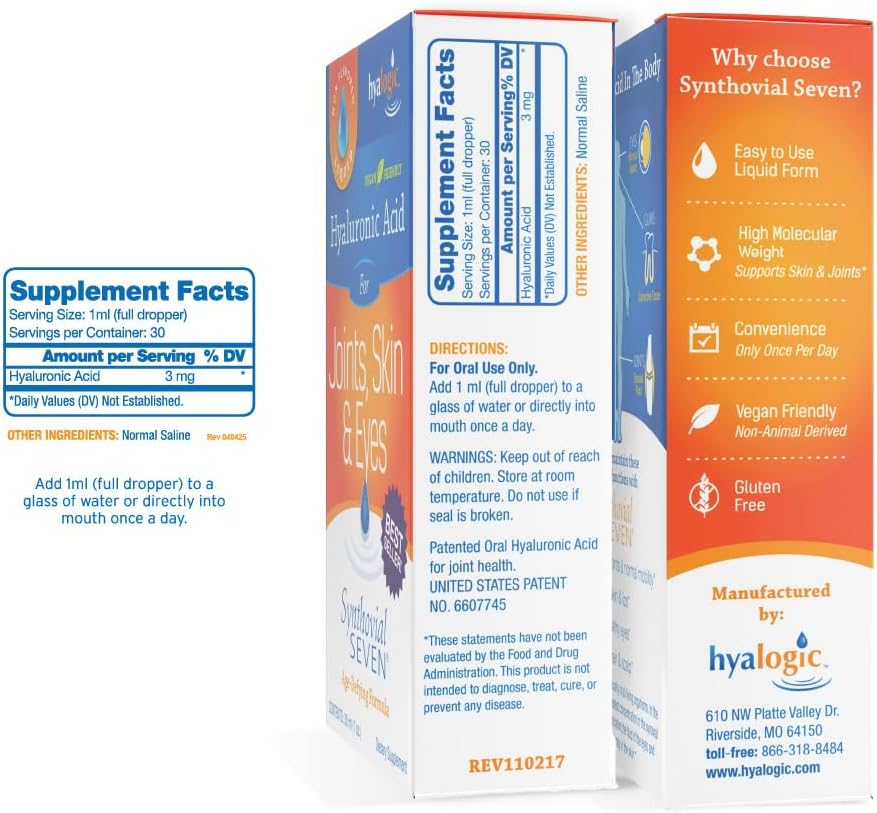 Hyalogic Synthovial Seven Hyaluronic Acid Liquid - HA Support - Vegan - 1 oz - Image 5
