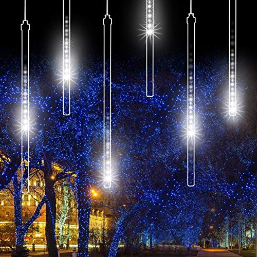 Luces de lluvia meteorito LED para exterior, 8 tubos, 144 LEDs miniatura 2