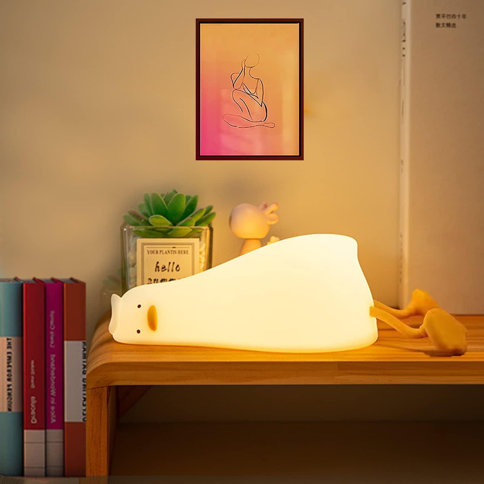 YouOKLight Duck Night Light, Duck Light, Cute Night Light, Rechargeable Silicone dimmable Night lamp, Press Soft Lights for Bedside Breastfeeding, with Phone Holder Function, 30 Minute Timer