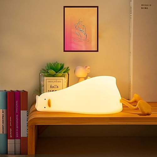 Linda luz nocturna lámpara de pato luz nocturna de pato lámpara de noche de brillo regulable de silicona recargable luces suaves de presión para