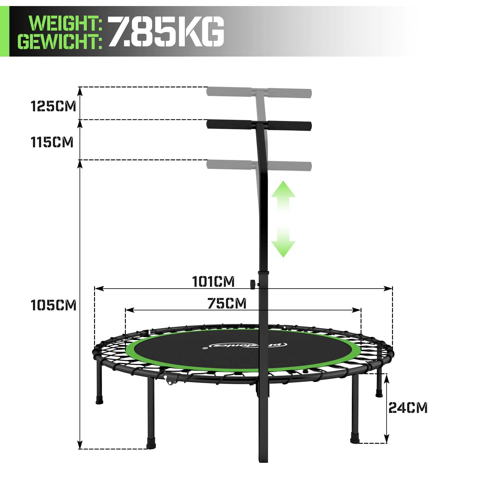 Physionics Mini Trampoline De Fitness, Unisex Adulto
