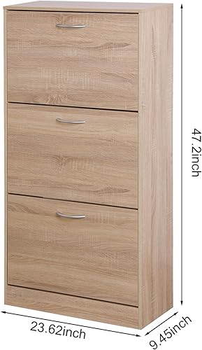 Miniatura 2 de YardGo Armario independiente para zapatos con 3 cajones abatibles, moderno organizador de entrada para 12 pares de zapatos, organizador de