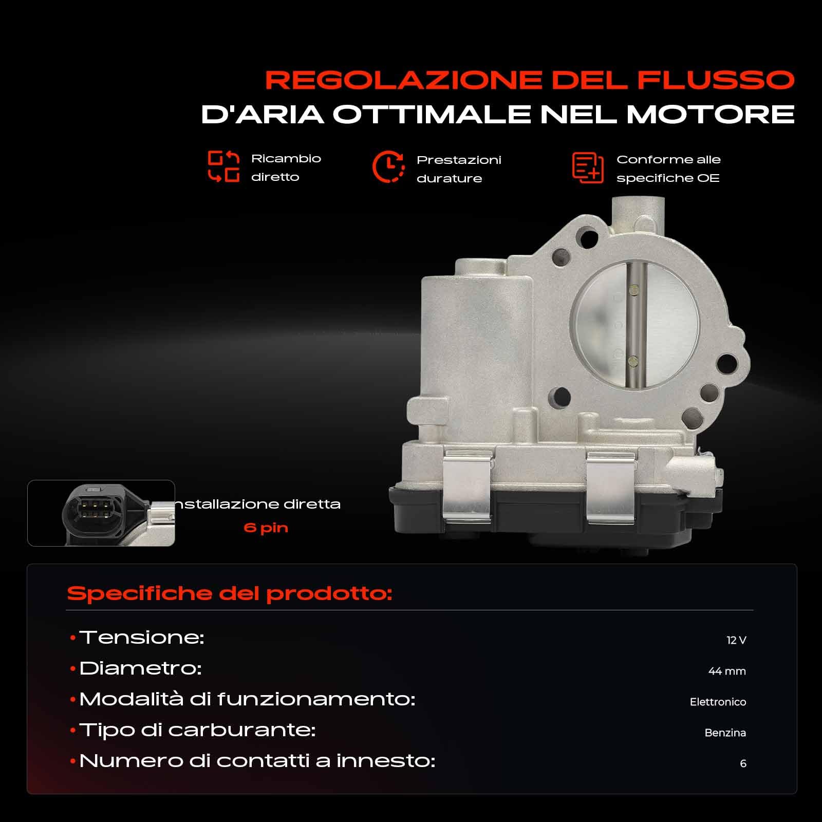 Frankberg Valvola dell'acceleratore Benzina Compatibile con Polo AE1 AW1 BZ1 1.0L A1 Sportback 8XA 8XF 1.0L Golf VII 5G1 BE1 BE2 BQ1 1.0L Octav.i.a III Combi 5E5 5E6 1.0L 04C133062C