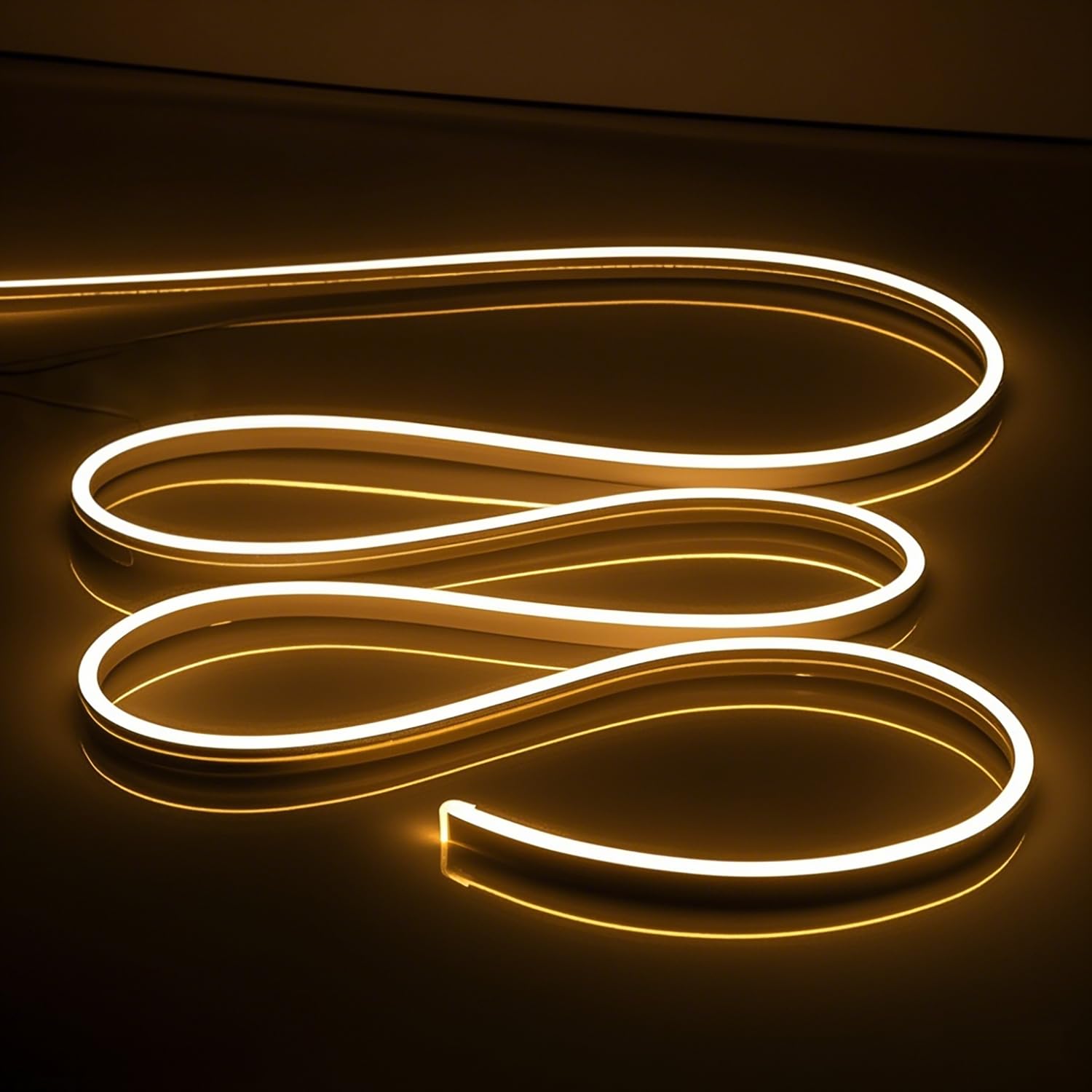 OWOFYDR LED Neon Lights Flexible White 16.4FT/5M 12V DC Waterproof Flexible LED NEON Light for Indoors Outdoors Decorm (Warm White, 1Pc：No Adapter, No Accessories)