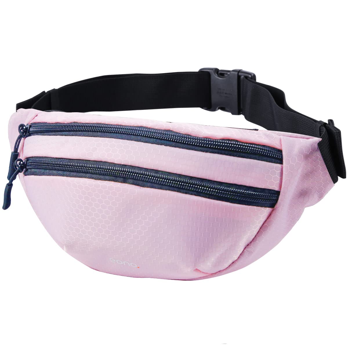 Eono Water Resistant Bum Bag with Adjustable Buckle Strap for Men, Women, Double Pockets Waist Fanny Pack for Hiking, Dog Walking, Travel & Outdoor Activities (Pink)