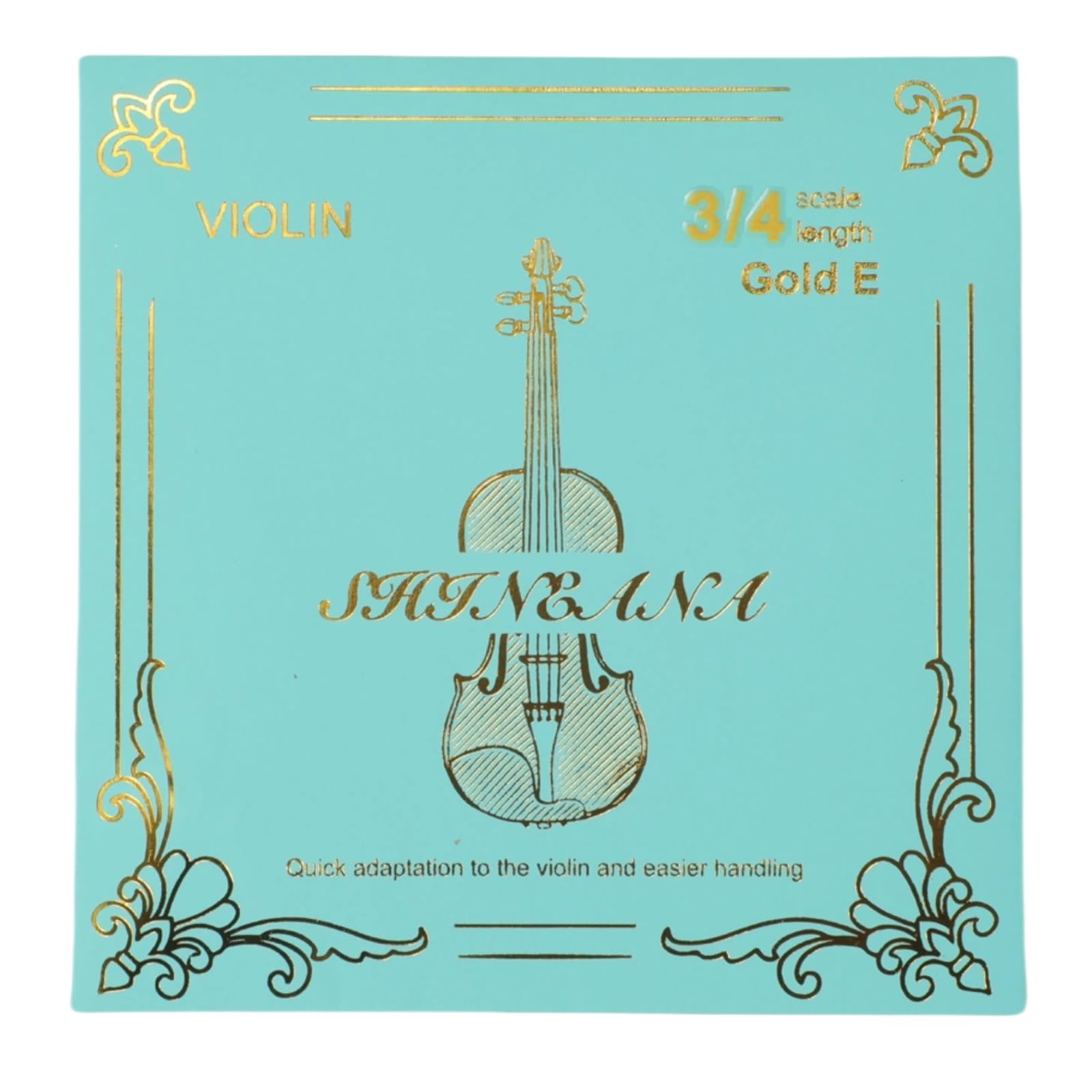 Violin Strings Full Set, Violin Strings Replacement, Carbon Steel Core, Medium Tension,Long-Lasting Durability &amp; Rich Tone - For All Levels (3/4 Gold E)