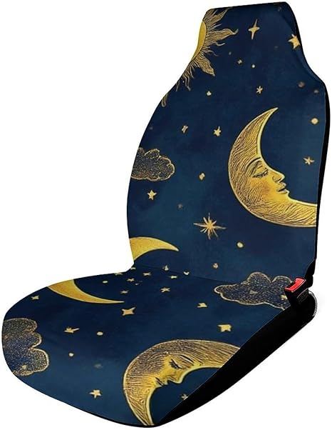 Premium Quality Sun Moon Boho Astrology Front Car Seat Covers Universal Fit Cars Trucks SUVs, Wear Tear Resistance Seat Cushion Pad Mat Covers, No Tools Needed