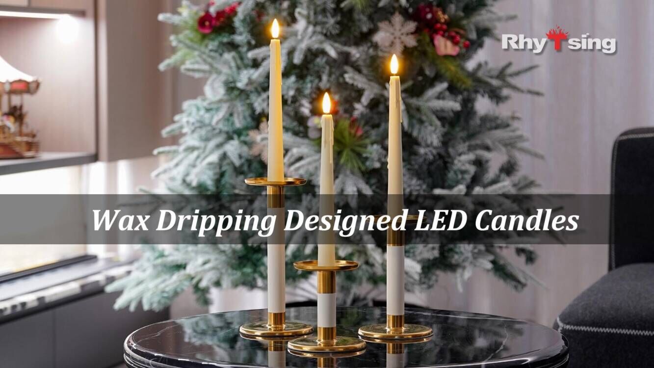 Image of Rhytsing 9.6 inches Natural White Flameless Taper Candle with Remote, Battery Operated Led Dinner Candles with Timer, Wax Dripping Design, 8 Batteries Included - Set of 4