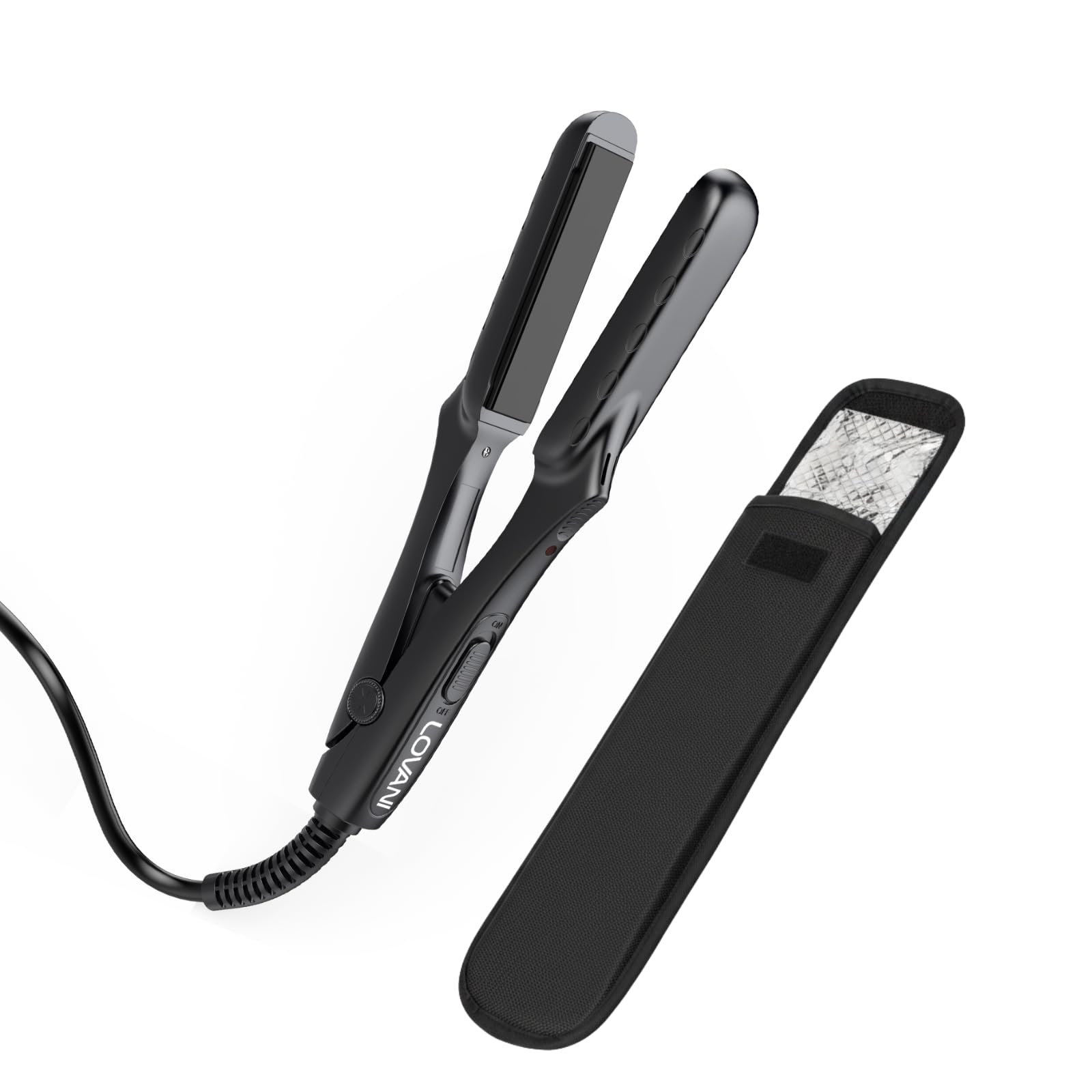 LOVANI Mini Flat Iron 0.5", Ultra-Compact 7.1" Travel Hair Straightener, Ceramic Tourmaline, 410°F High Heat, Dual Voltage 100–240V, Heat-Resistant Pouch, for Bangs, Pixie Cuts & Touch-Ups