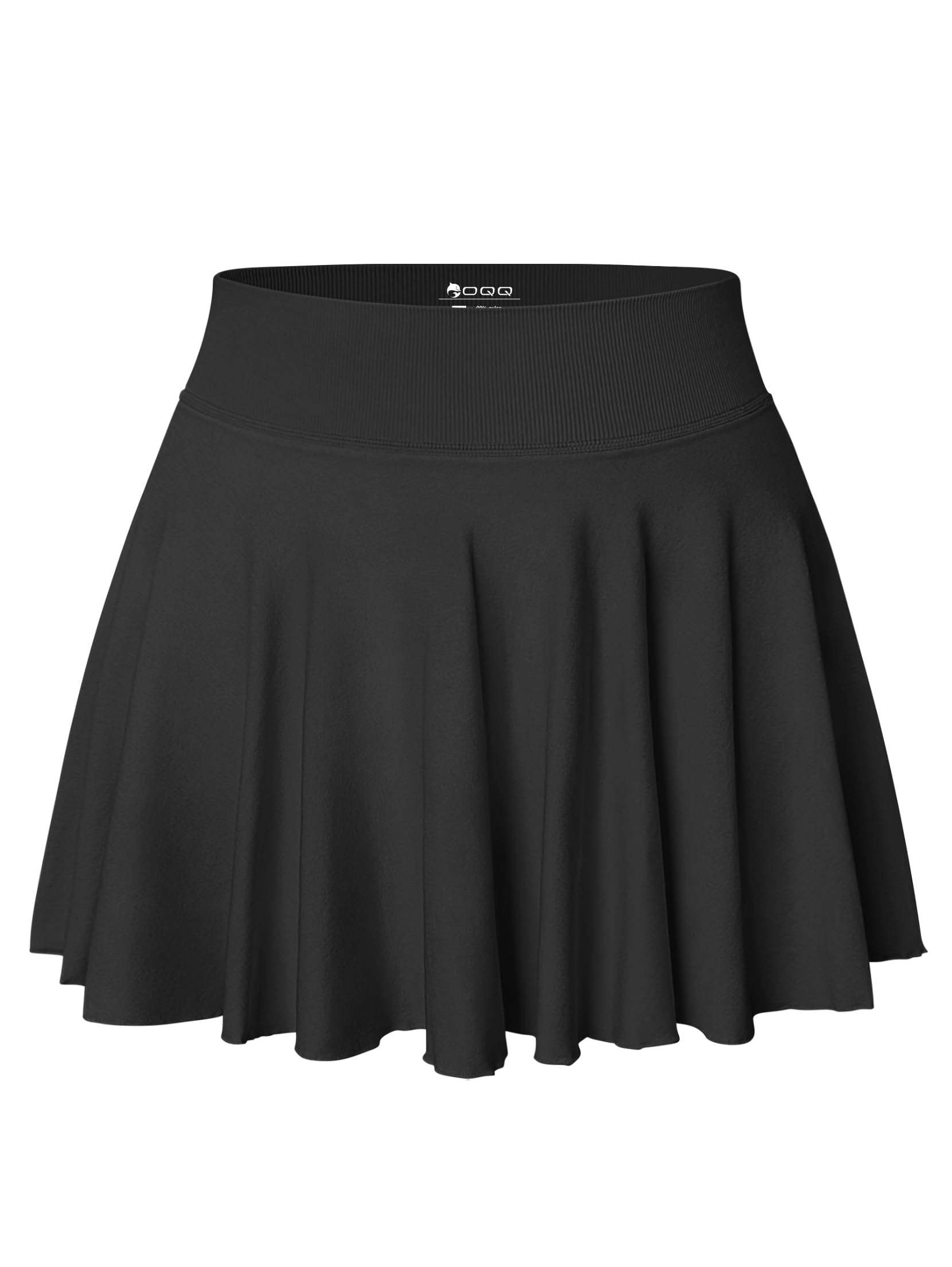 Photo 1 of OQQ Women Mini Skirts 2 in 1 Flowy Basic Versatile Stretchy Casual Flared A-line Skirt with Pockets Black