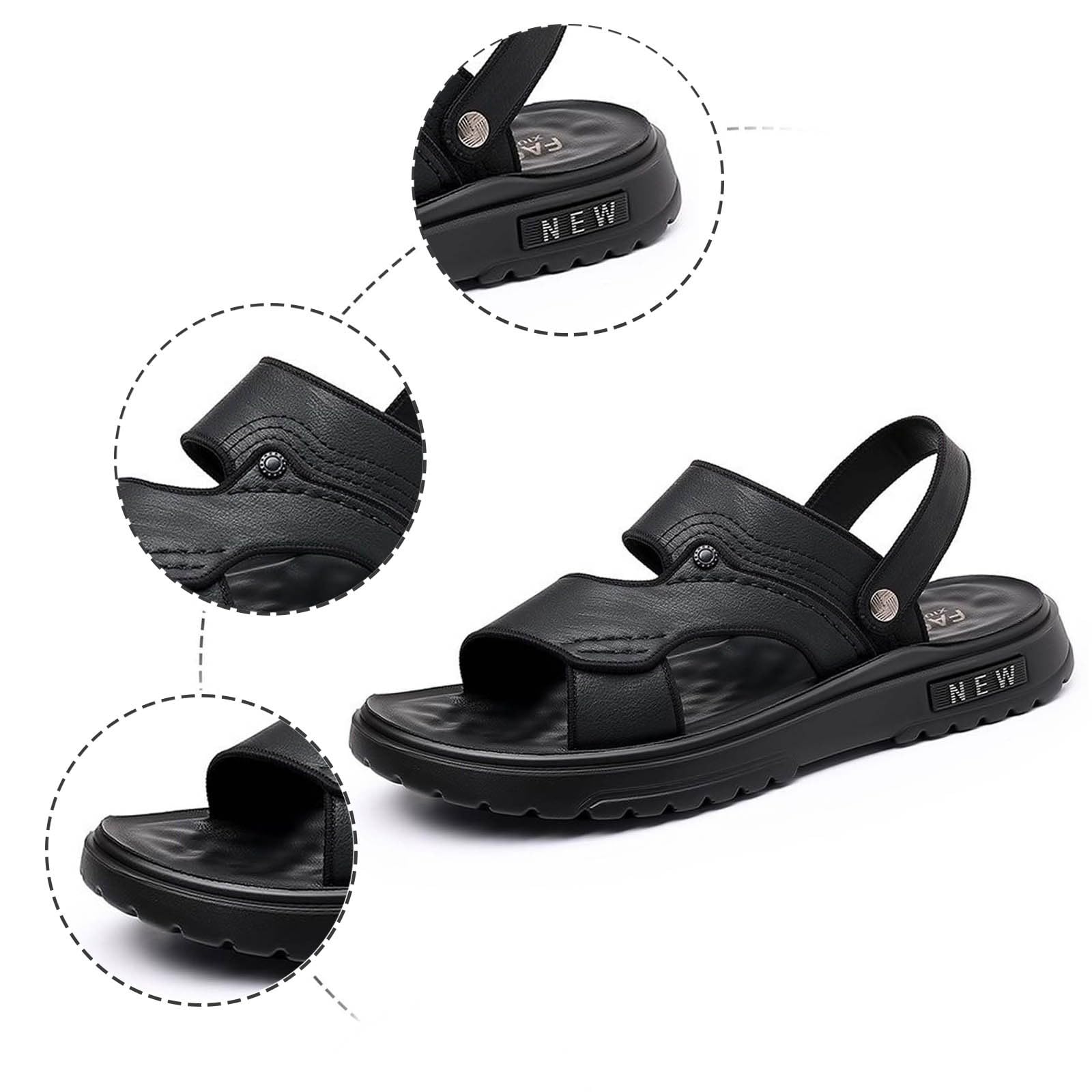 Sandalias Playa Hombre Suela de Goma Malla Transpirable con Bandas Ajustables Senderismo Casual Chanclas Piscina Amortiguado Zapas Calzado Sandalia Antideslizante Comodo para Exterior Verano