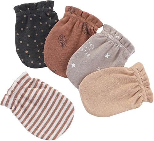 Miniatura 2 de Paquete de 5 guantes unisex para recién nacidos, para niños y niñas, guantes de algodón suave para bebés, accesorios de 0 a 3 meses, esenciales para