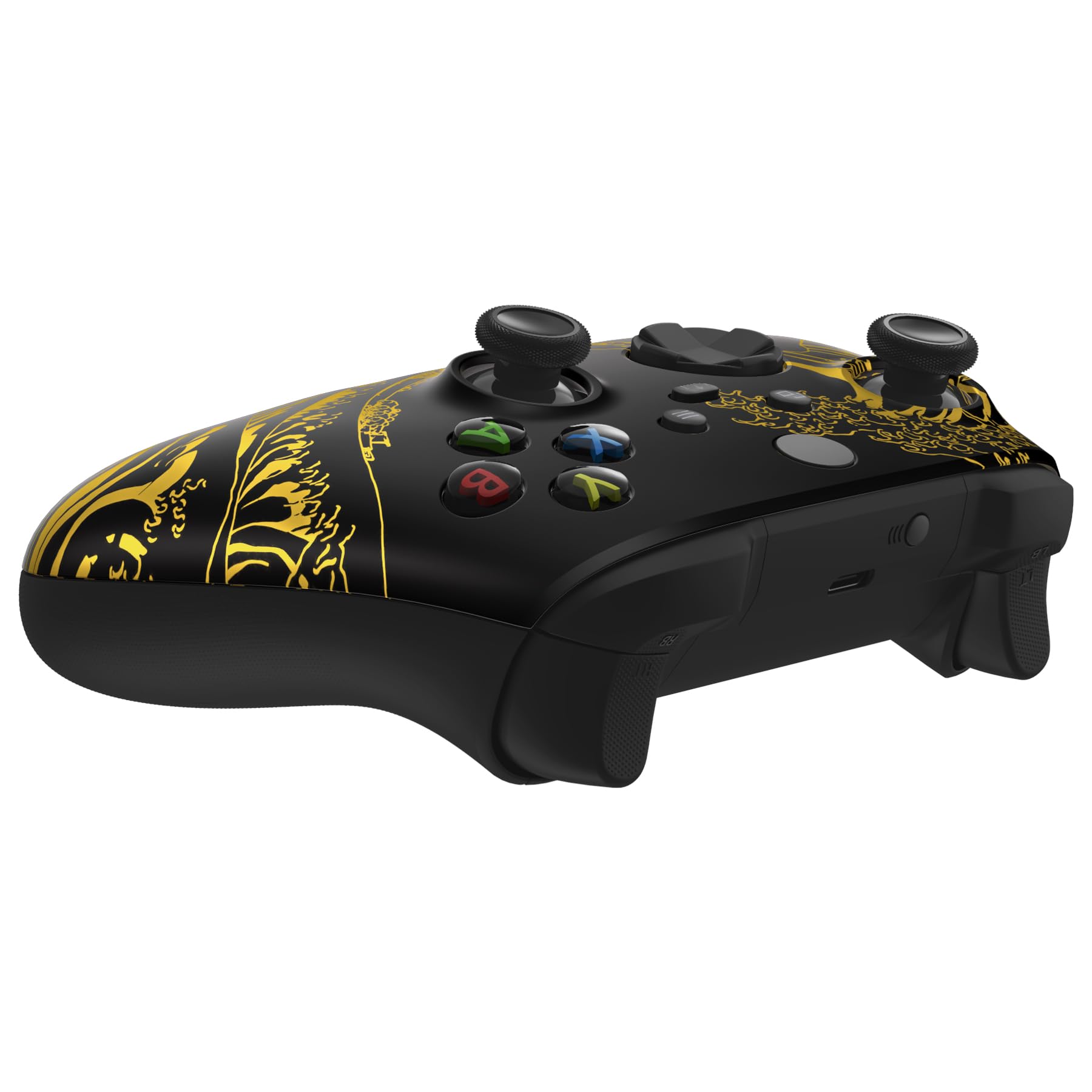 eXtremeRate Cover Frontale per Xbox Series X S Controller Model 1914,Scocca Custodia Copertura Ricambio per Xbox Series X S Joystick,Senza Controller-Grande Onda d'oro Nera