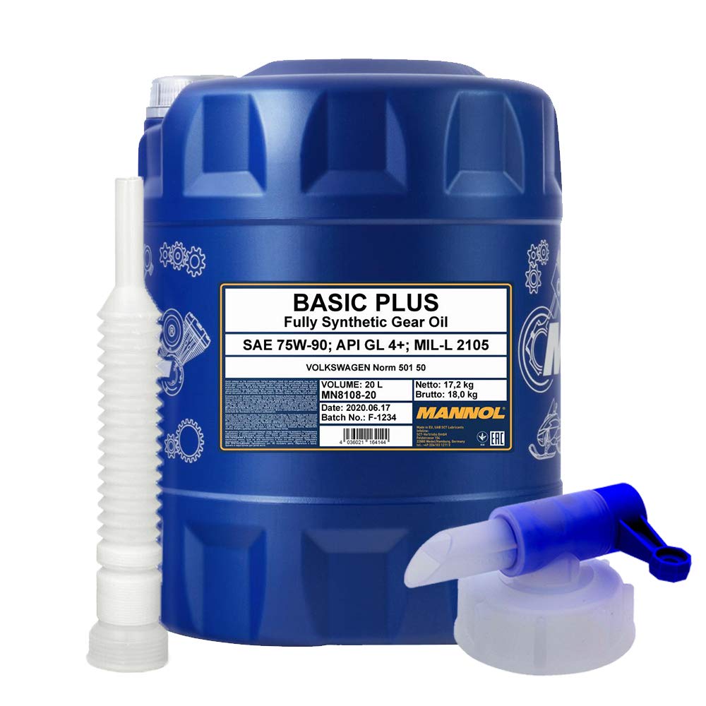 20 Liter, MANNOL 8108 Basic Plus 75W-90 GL-4+ Getriebeöl (4,32€/L)