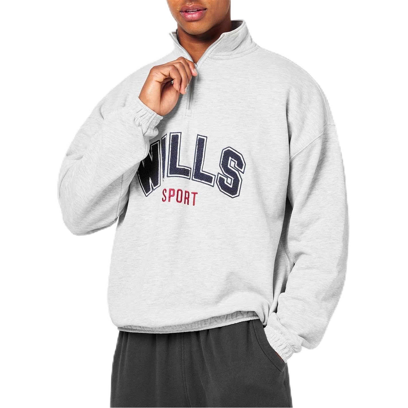 Jack Wills Men's Grey 1/4 Zip Graphic Fleece in Size M, Sports Direct