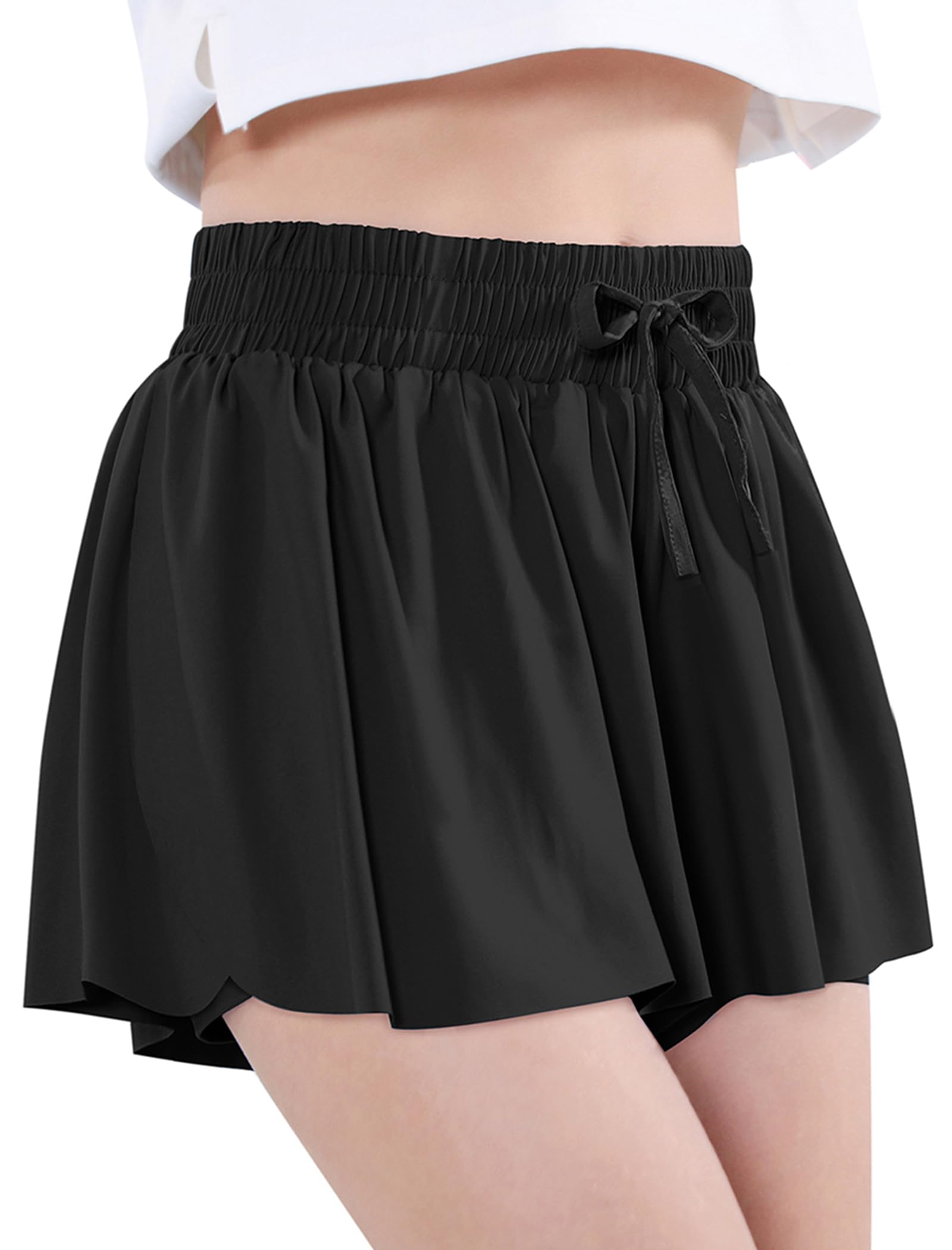 EXARUS Girls Butterfly Shorts Athletic Flowy Cheer Dance Skorts Teen