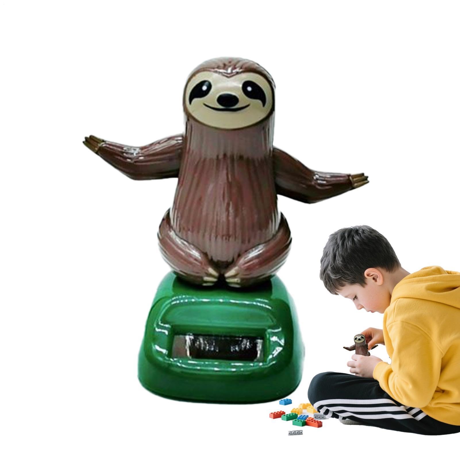 Solar Powered Dancing Sloth Car Decoration, No Battery Needed Fun Dashboard Ornament, Eco-Friendly Moving Toy for Car Office Desk, Cute Funny Gift for Kids Men Women Sloth Lovers