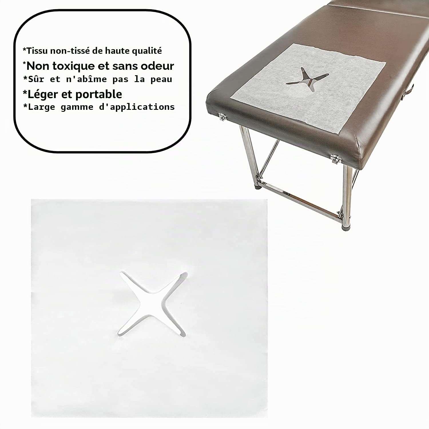 200Pcs Protege Têtière Non Tissé Housses D'appui-tête Jetables pour Table de Massage, 40 x 40 cm Chiffons pour Fente Nasale, Coussin Facial Jetable pour Salons Beauté Spa Hôtels Tatouages Lash Bed