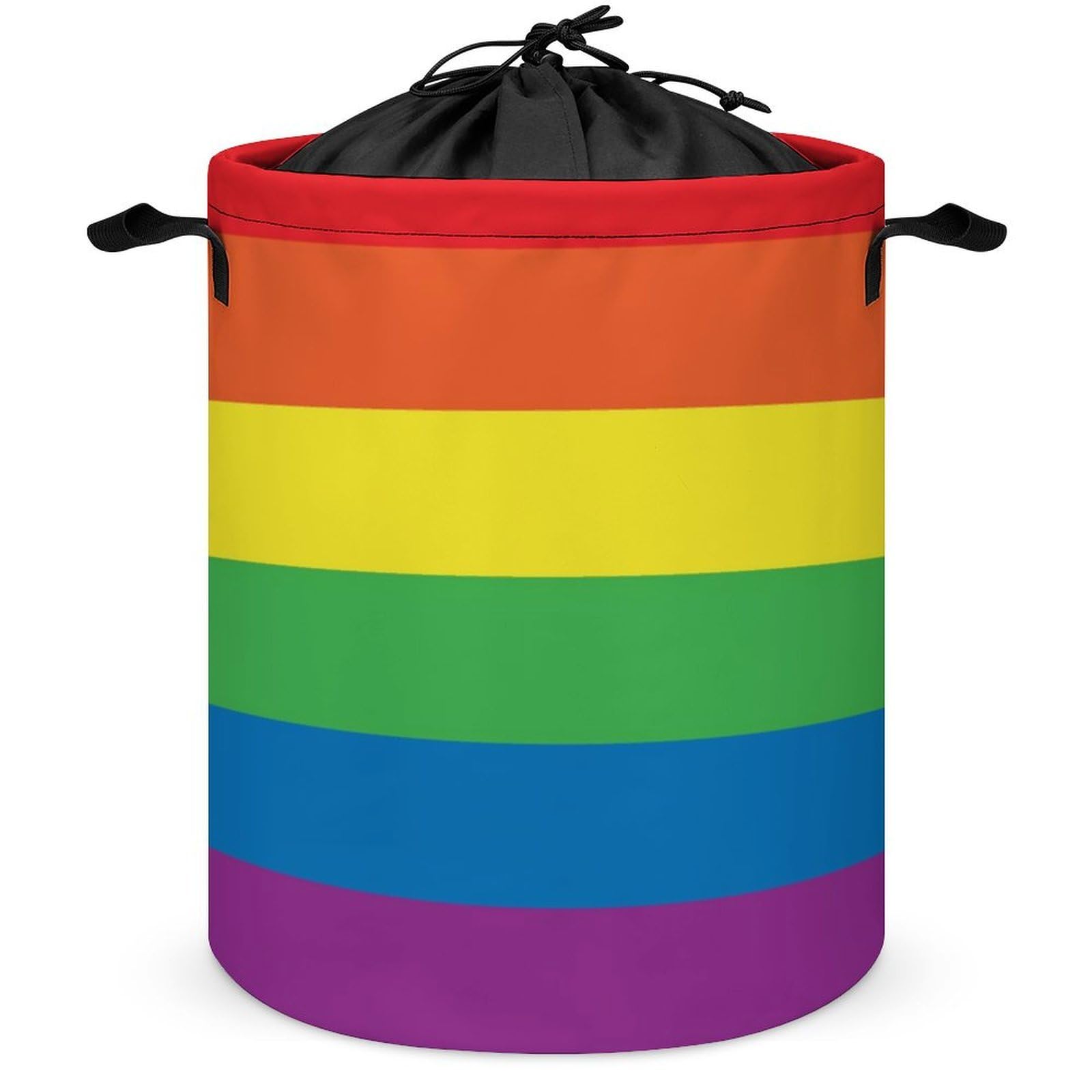 Wlntrophic Drawstring Laundry Hamper, Rainbow Peace Love Laundry Basket, Washing Basket with Handle