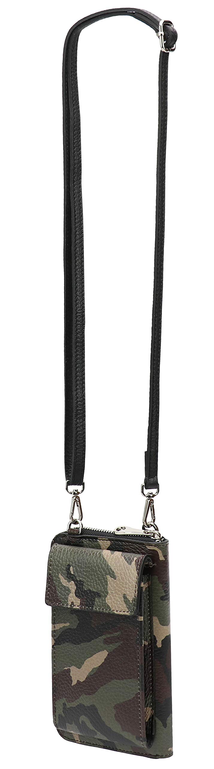 SH Leder Damen Handytasche Umhängetasche Geldbörse Multifunktion Beutel aus Echtleder Verstellbar Schultergurt Handy bis 6,5 Zoll 11,50x19cm Sarah G339