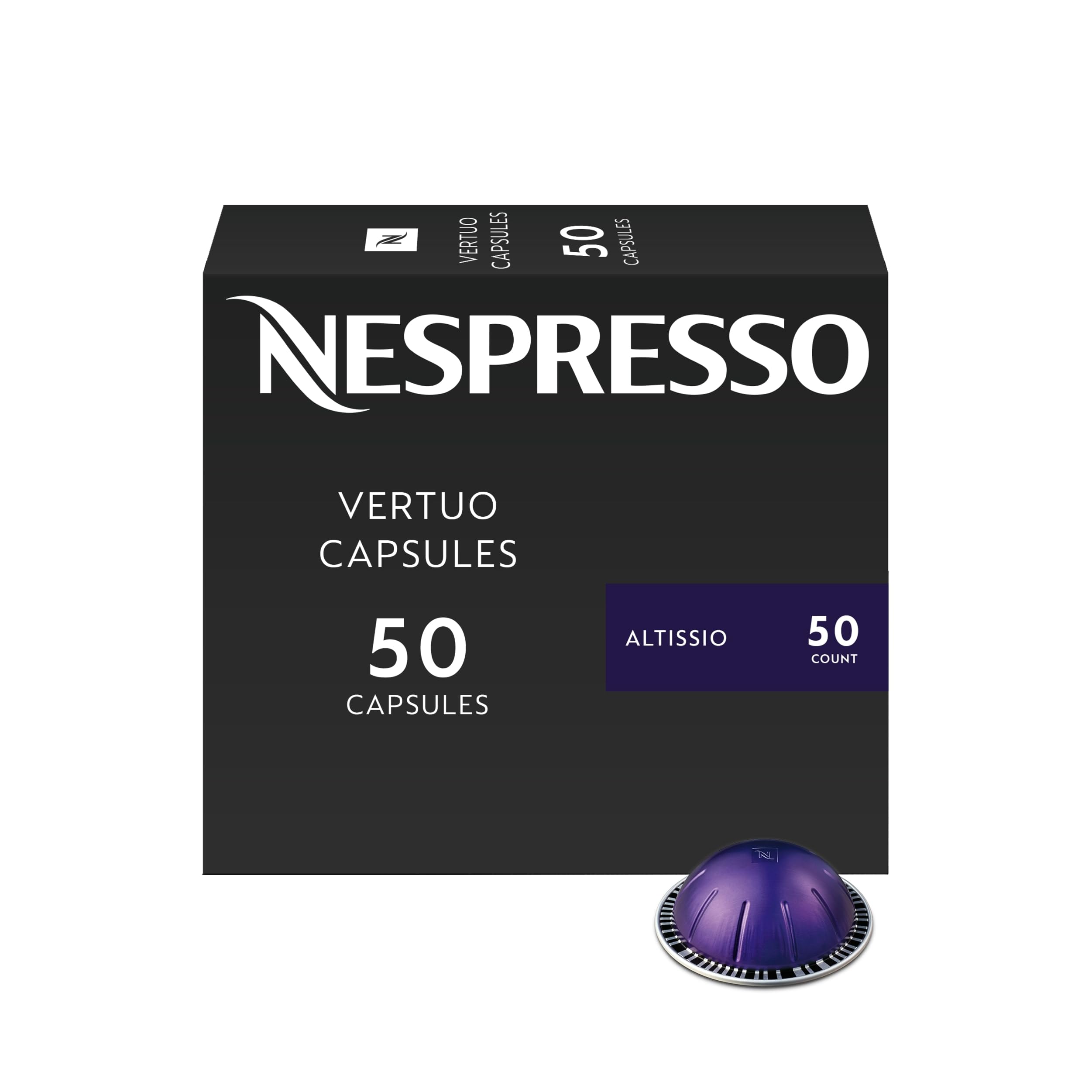 Nespresso Vertuo, Altissio, tostado medio, 50 cápsulas de café espresso | Paquete de 1 cápsula