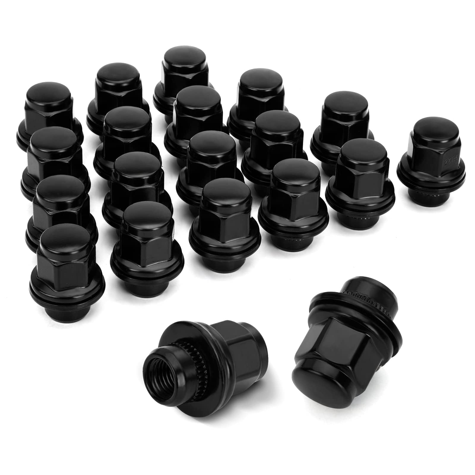 Dynofit M12x1.5 Wheel Lug Nuts Compatible with Toyota Avalon Camry RAV4 Corolla Highlander Sienna, 13/16" 21mm Hex, 20PCS 12mmx1.5 Black Mag Seat OEM Lug Nut,for Most 5 Lug Factory Wheels