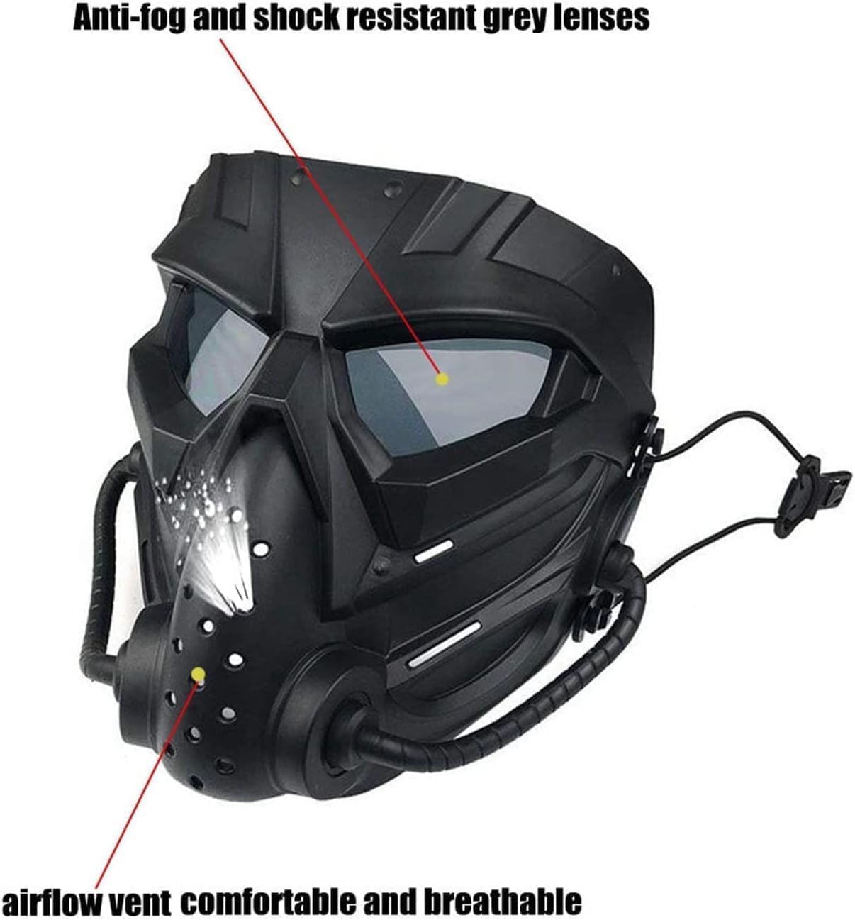 Tactical Helmet and Airsoft Mask Halloween Skull Full Face Protective MaskBlack,for Airsoft Paintball CS Game Military Tactical Gear