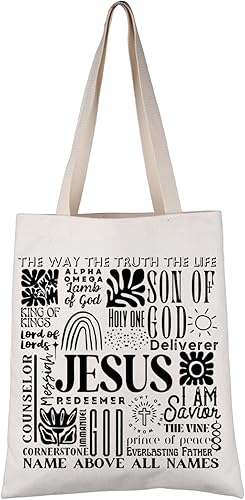 VAMSII Bolsas de mano de Jesús para mujer, regalos cristianos, versículo de la Biblia, bolsa de hombro, regalo religioso, bautismo, regalo de