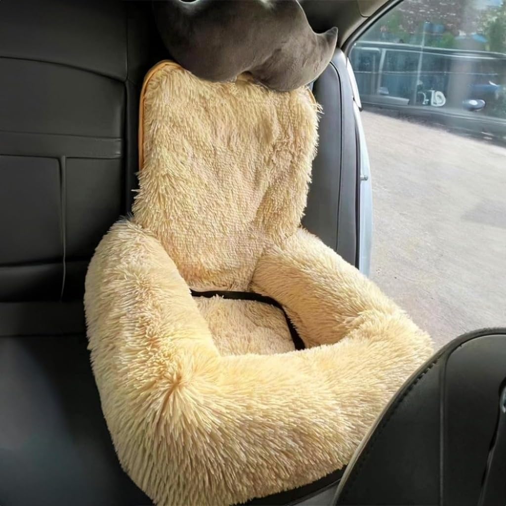 Cama de Asiento de Coche, Cama Perro Coche Segura y Cómoda, Transportador de Viaje con Cinturón de Seguridad con Clip, para Coche(#E,L:110 * 65cm)