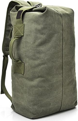Militar bolsa de lona de carga superior doble correa lona mochila ejército viaje, Ejército verde grande, Suave