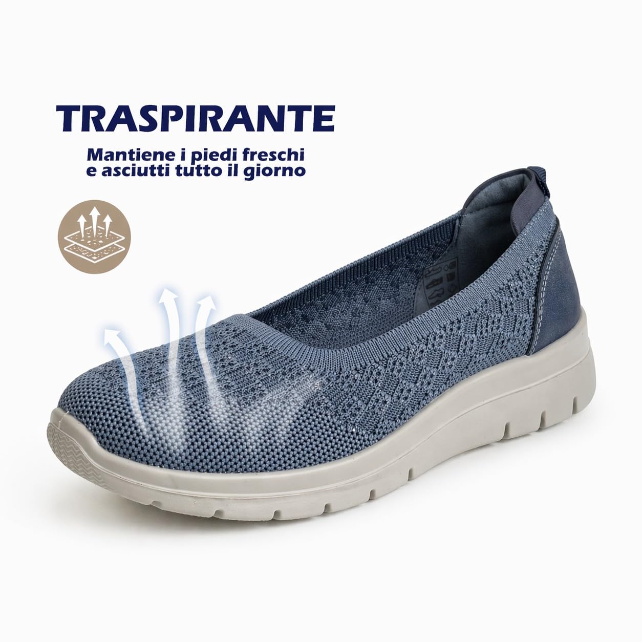Scarpe Donna Comode Slip On Sneakers Leggere Traspiranti Senza Lacci, Ideali per Camminare e Uso Quotidiano - 2