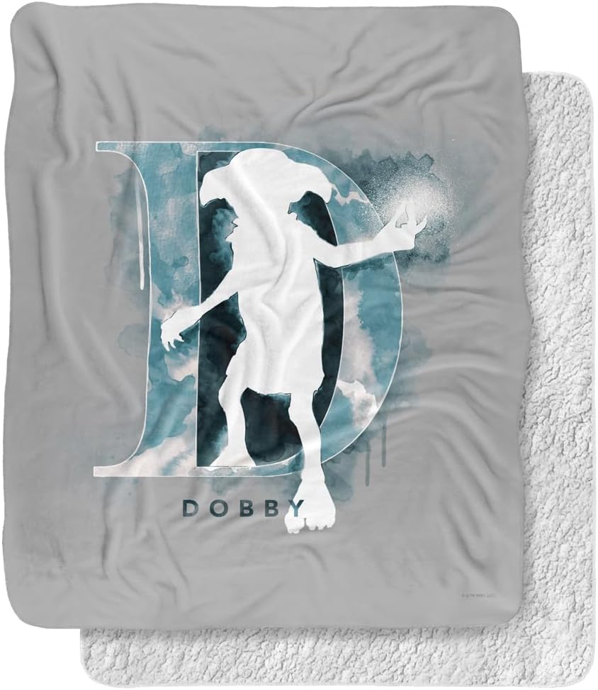 Harry Potter Blanket, 50"x60", Dobby Watercolor Silky Touch Sherpa Back Super Soft Throw Blanket