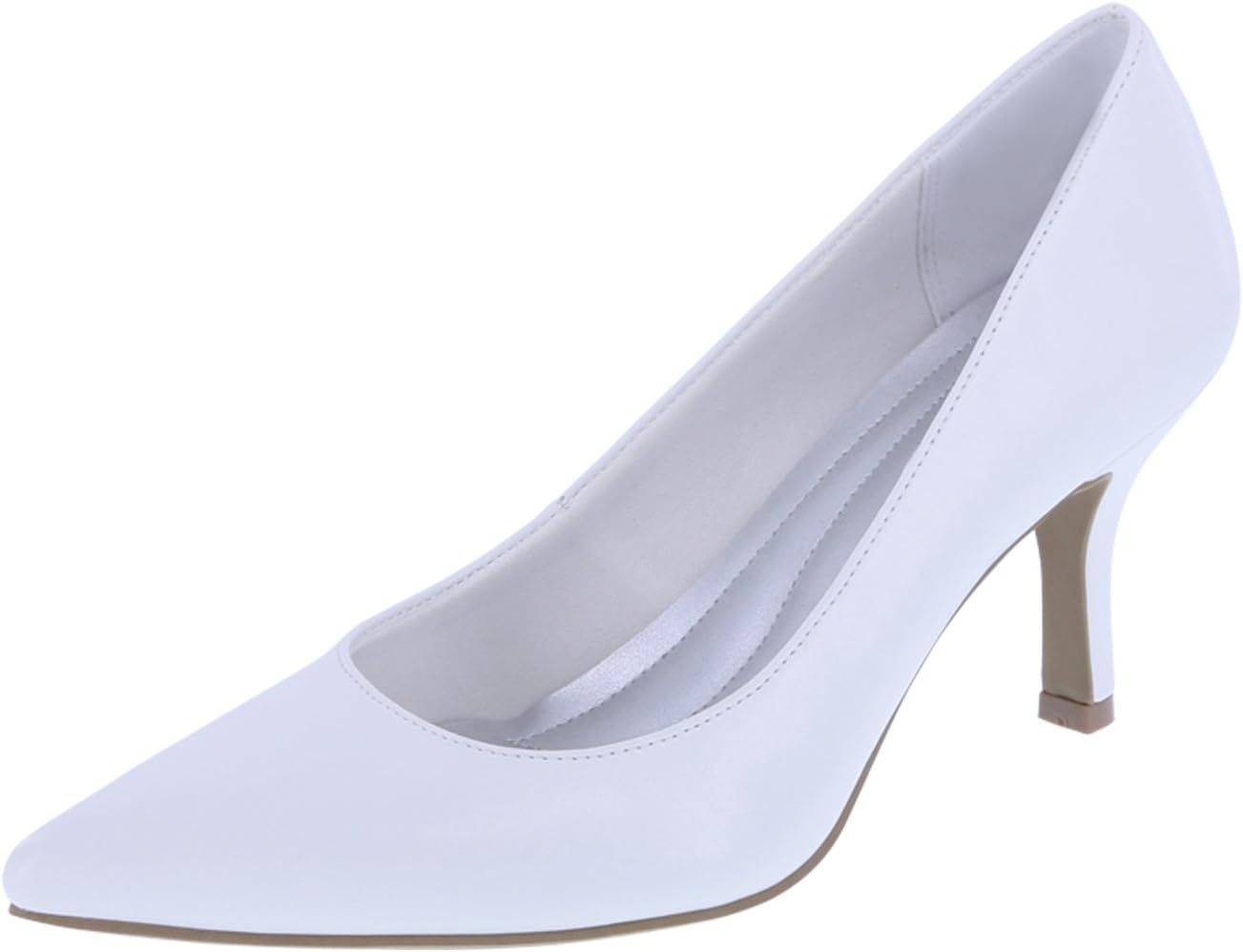 Comfort Plus by Predictions Women's White Women's Janine Pointy Toe Pump 13 Regular