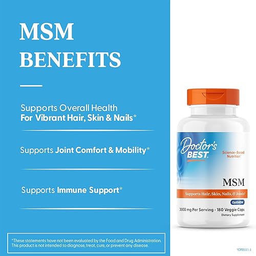 Miniatura 2 de Doctors Best MSM con OptiMSM soporte articular sistema inmunológico función antioxidante y de construcción de proteínas sin OMG sin gluten 1000 mg