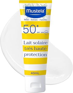 Mustela Mustela Lait Solaire Très Haute Protection SPF 50+ - Visage & Corps à l'Avocat Bio (40 ml)
