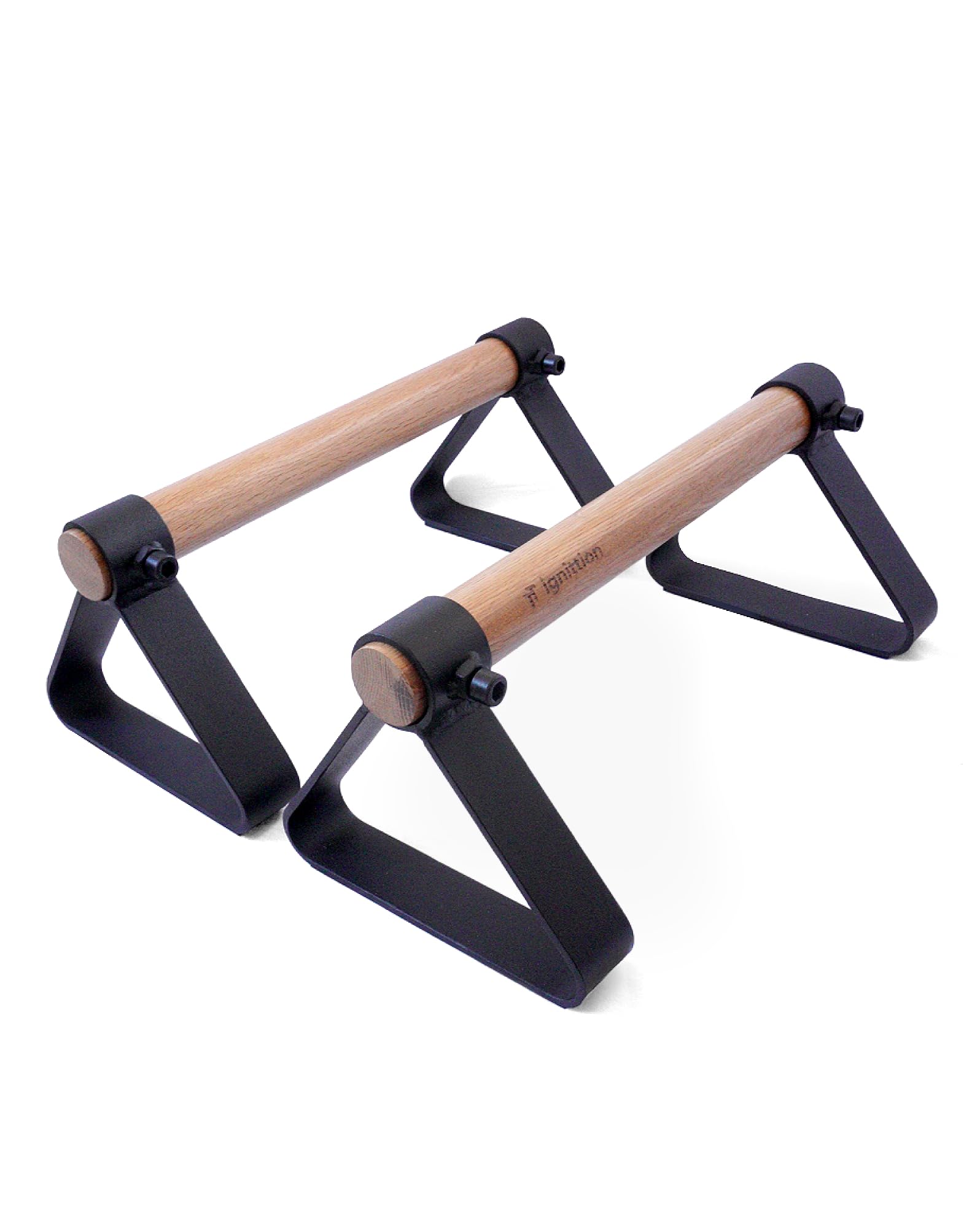 IGNITTION Paralelas Calistenia de Madera de Roble | Push Up Bars Antideslizantes | Parallettes Gimnasia con Base Acero al Carbono | Entrenamiento en Casa o Exterior | Marca Española – 1 Par