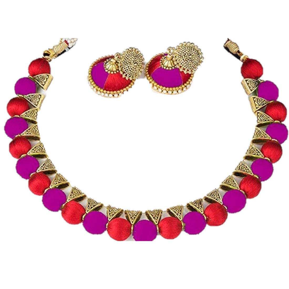 Ambal silk thread necklace set (Pink-purple) (B07KKDG34K) Amazon Price History, Amazon Price Tracker