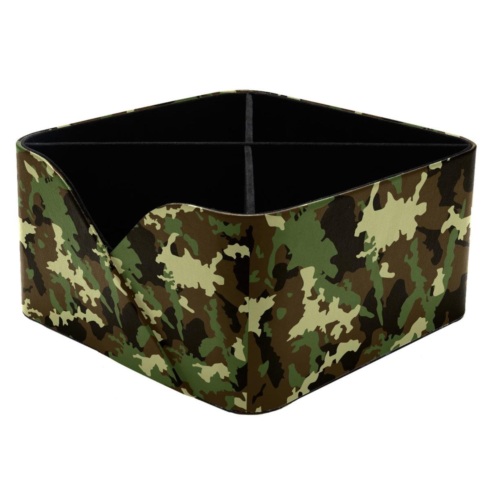 KengjuTesu Green Army Military Camouflage Pattern Desktop Organizer Pen Holder, Rectangular Pencil Cup for Office, Study and Makeup Stations