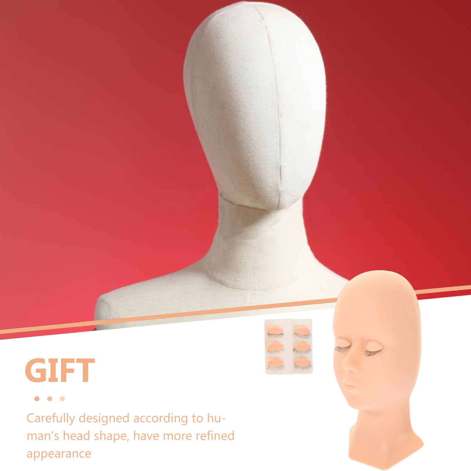 Lurrose Silikon Mannequinkopf mit Abnehmbarem Augenlid für Wimpernverlängerung und Abschlussstimmung Wiederverwendbarer Übungskopf aus Silikon für Make Up und Massage