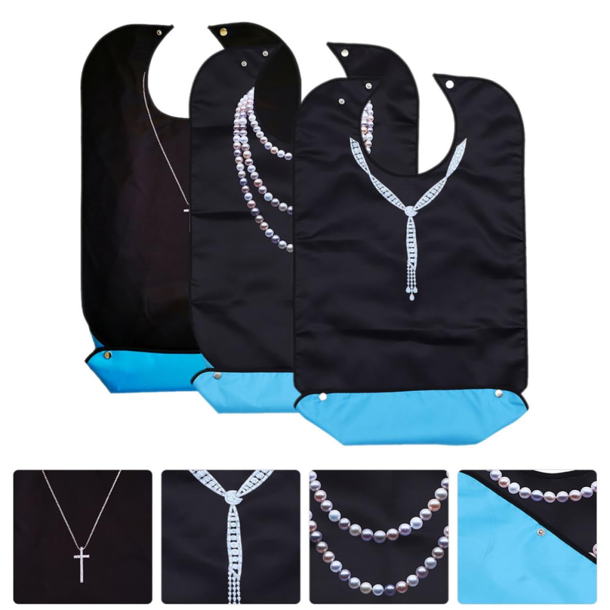 BETOOKY 3 Stück-pack Lätzchen für Erwachsene zum Essen aus Polyester Leichtes Design mit Kleiderschutz für Senioren im Haushalt
