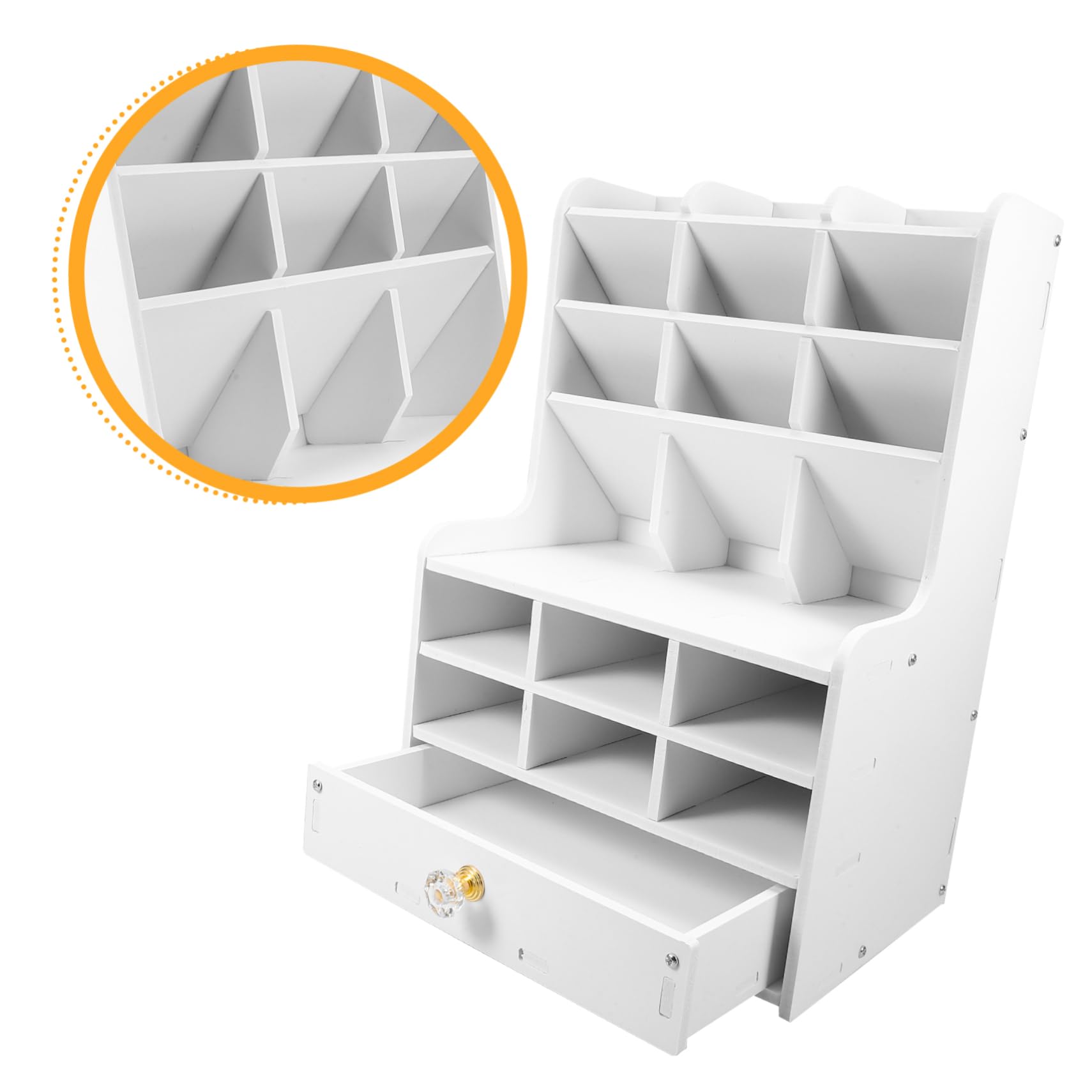 Portapenne da Scrivania a Cassetti, Grande Capienza, Bianco | Pvc e Pannello in Legno Plastico, Scomparti Multipli, Struttura Semplice, per Desktop e Studio