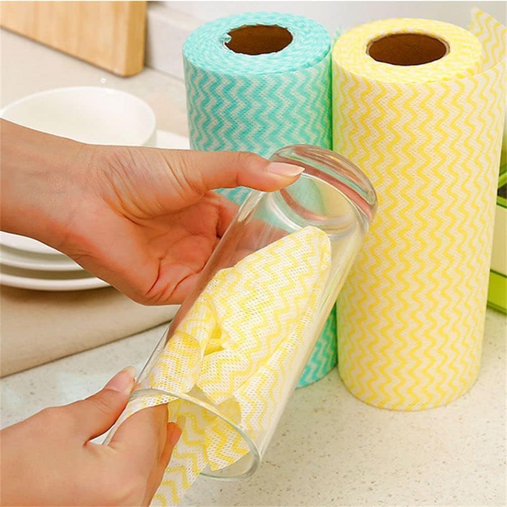 Paño de cocina superabsorbente, rollos de tela no tejida reutilizables para limpieza, estropajos y trapos sin pelusas, ideal para lavavajillas y limpieza general