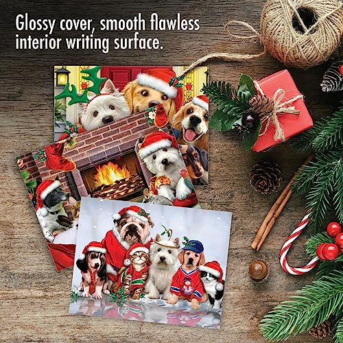 Image of The Best Card Company - 10 Blank Animal Christmas Note Cards - Assorted Bulk Holiday Cards for Men and Women, Fun Wildlife (4 x 5.12 Inch) - Merry Christmas to Zoo M6652XSB
