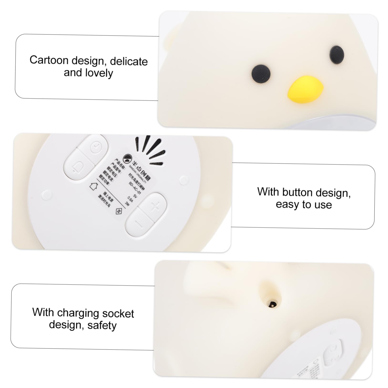 Cabilock 1juego Reloj Despertador Infantil Luz Nocturna y Función De Alarma De Mesita Para Diseño y Práctico Para Dormitorios Para Cambios De Pañal y Alimentación Nocturna
