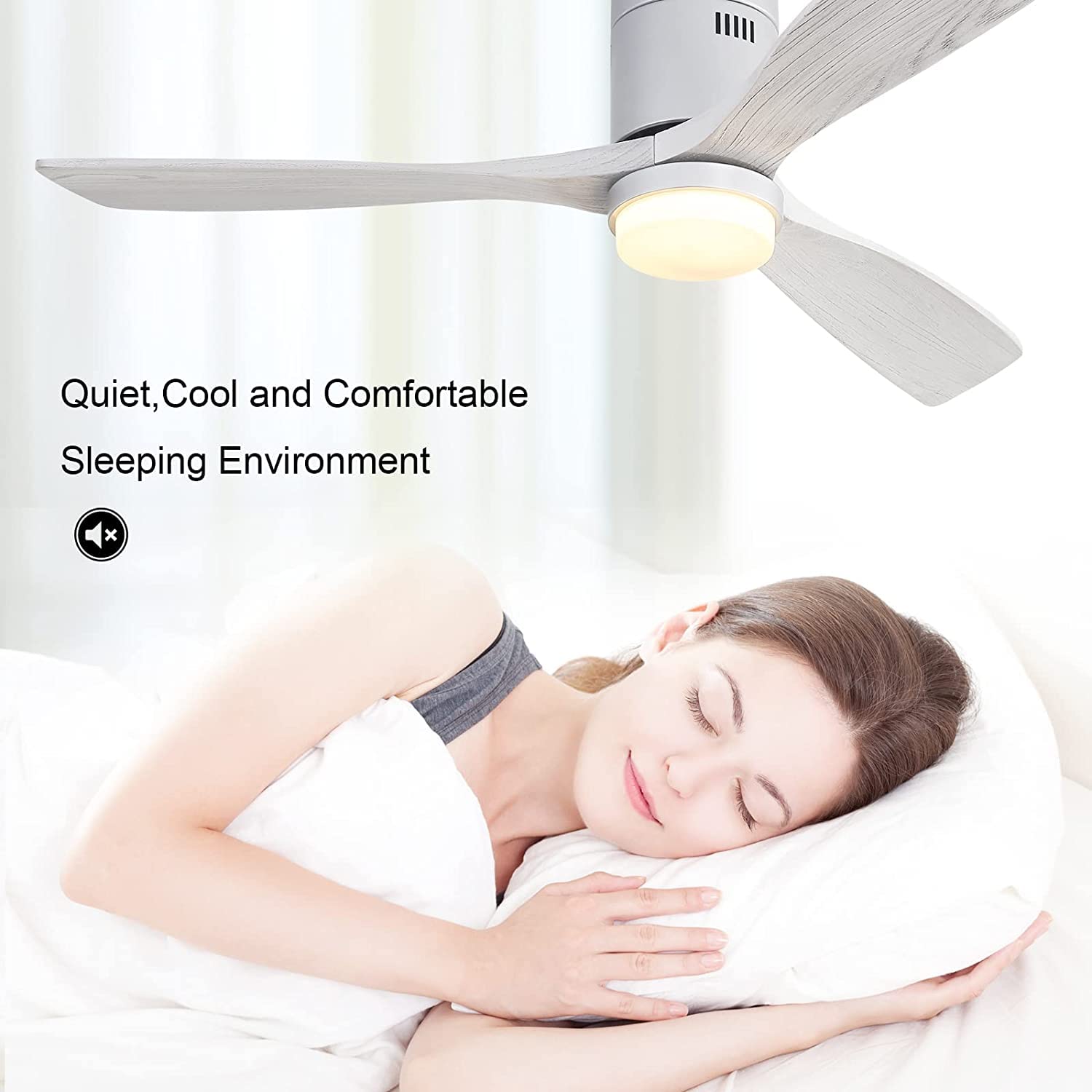 CACI Mall Ceiling Fans with Lights, 52 inch Low Profile Ceiling