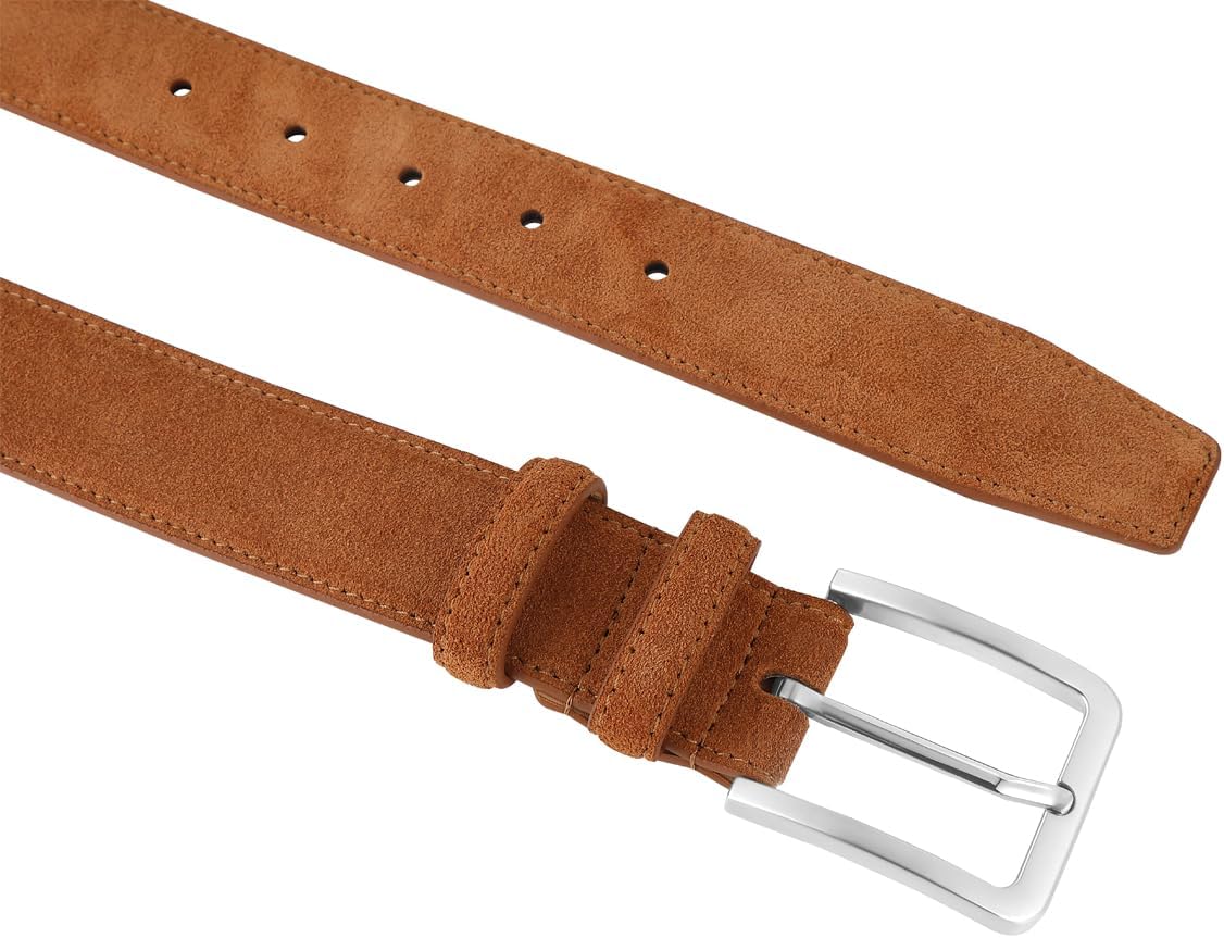 Men's Belt Casual Genuine Leather Suede Belts for Men 1 3/8" Wide Elegant Golf Dress Belt - Image 2